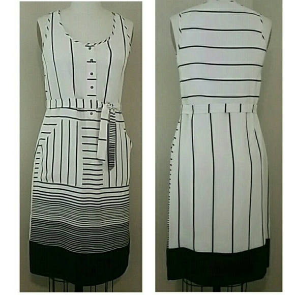 Anthropologie Dresses & Skirts - Kachel Silk Cr & Blk Striped Dress S